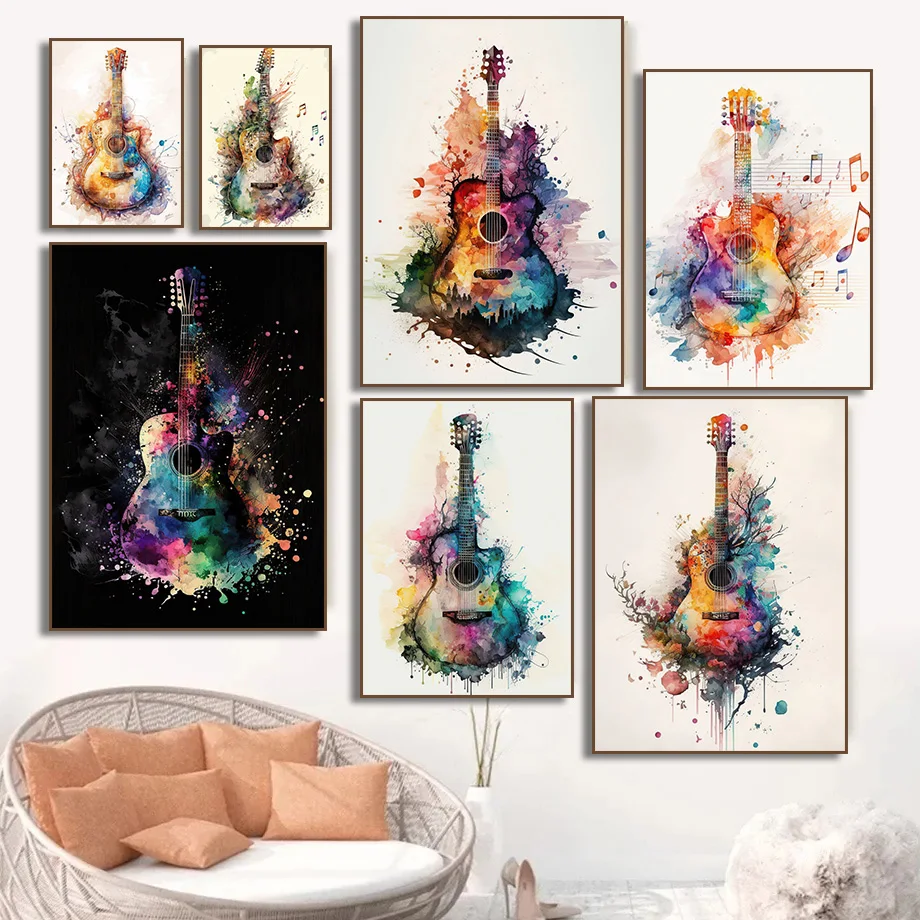 Picture Of Musical Instrument - (Bez ramy) Plakat z motywem gitary,