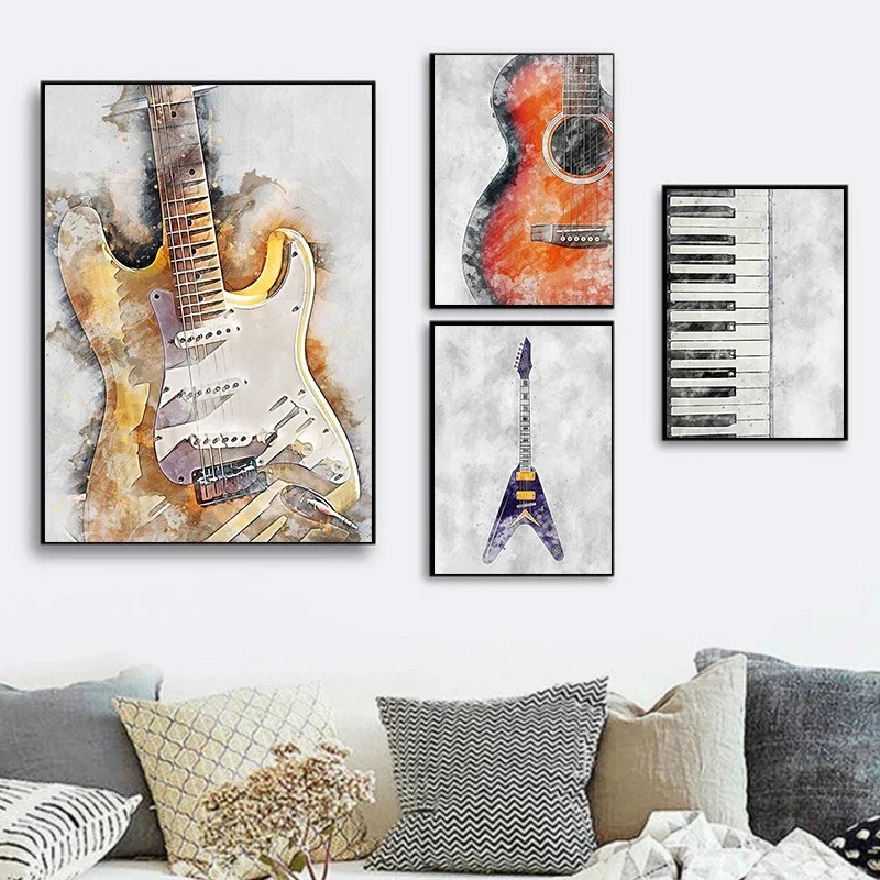 Picture Of Musical Instrument - 1 szt. bezramowy plakat artystyczny z