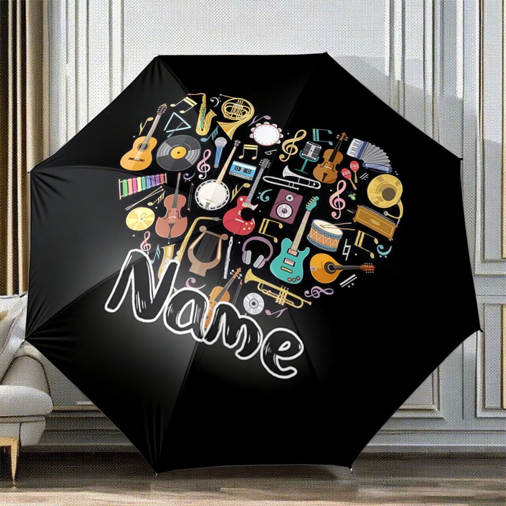 Musical Instrument And Names - Parasol z personalizowanym imieniem, wzór w